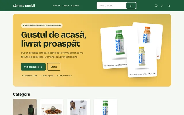 Prima pagină a unui magazin cu tema Piață